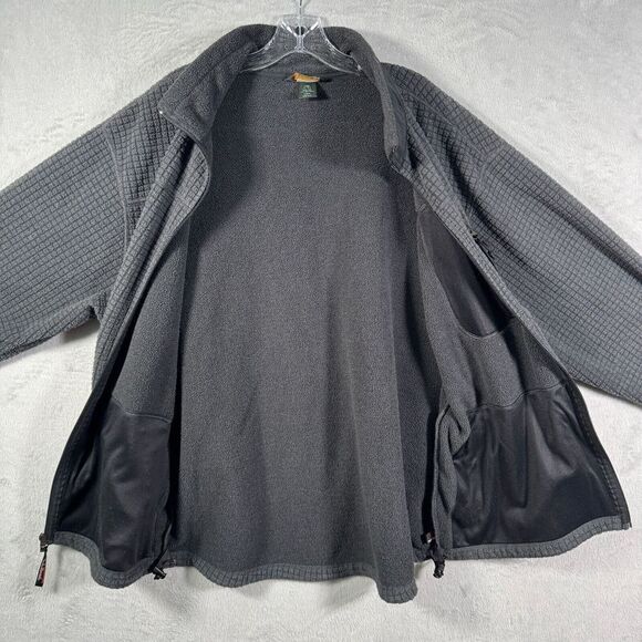 LL Bean Fleece Jacket Mens XL Tall Gray Waffle Knit Full Zip Made In USA - Picture 11 of 13